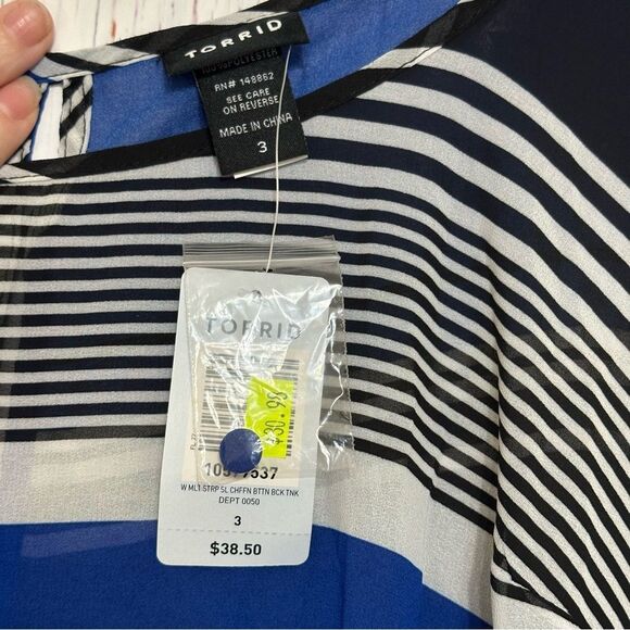 Torrid Navy and White Striped Blouse - Picture 3 of 3